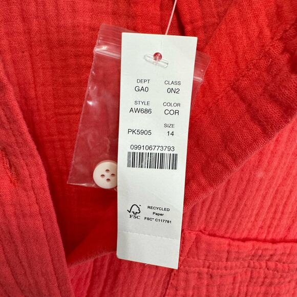 J. Crew Garçon Classic Double-Gauze Button Down Long Sleeve Shirt Sz 14 New - Picture 7 of 9